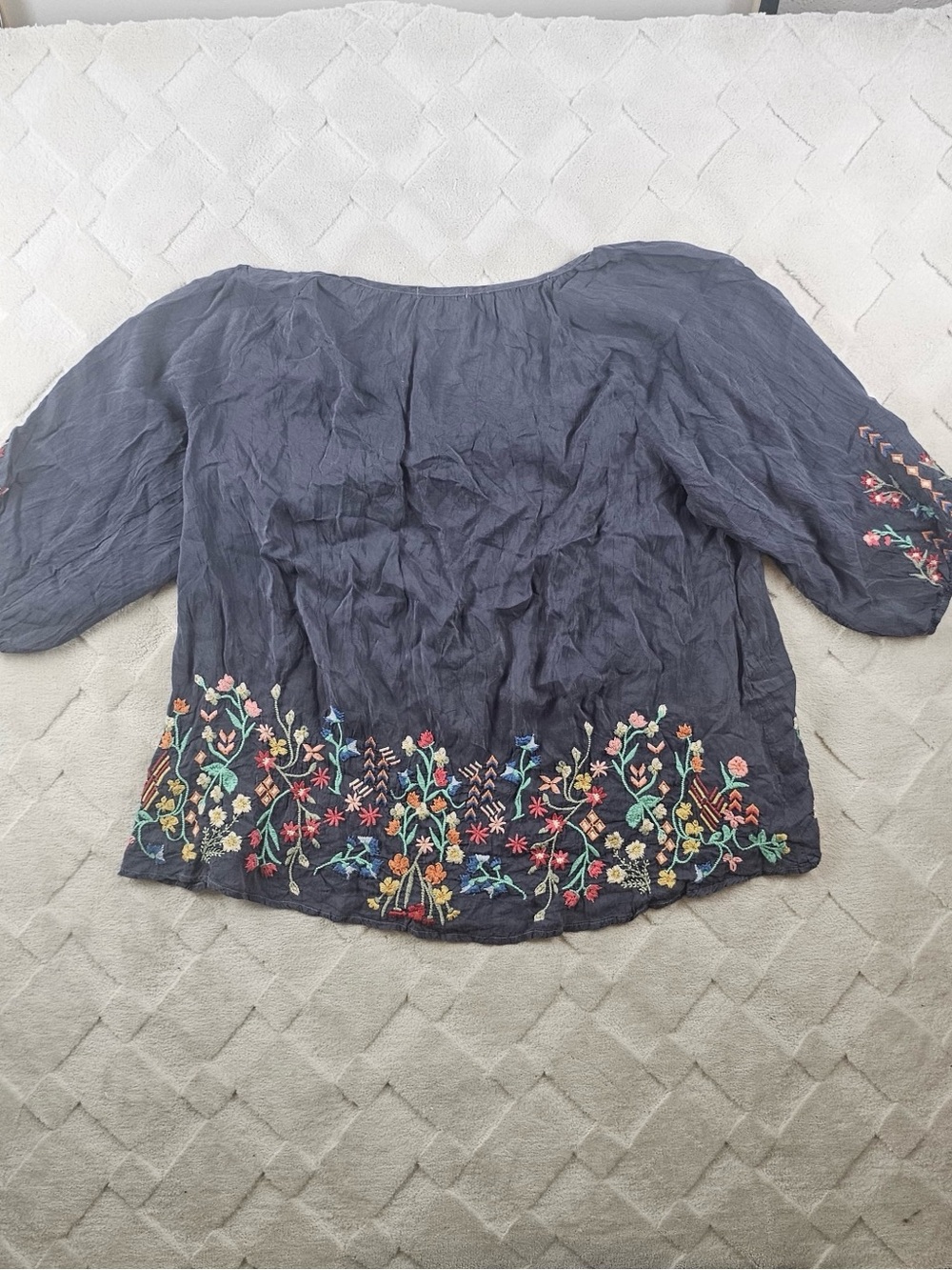 Johnny Was Sarah Embroidered Floral Peasant Blouse Womens Large - Picture 8 of 9